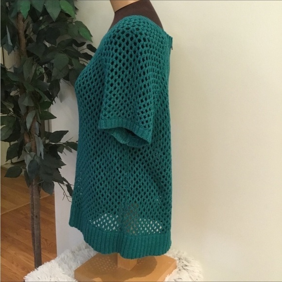 Revolution by Ricki’s open knit top Woman’s XXL short sleeve green boat … - Picture 3 of 7